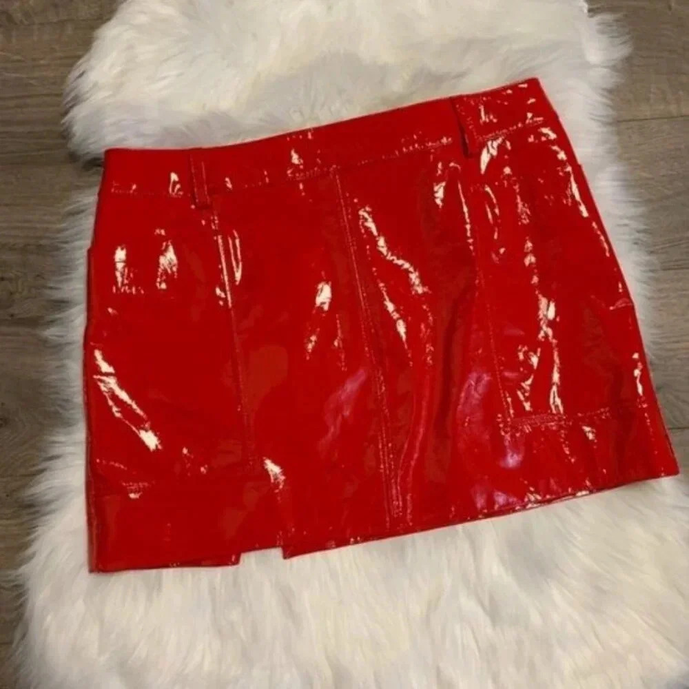 Top shop Unique Pleather Mini Skirt NWT - Picture 6 of 8